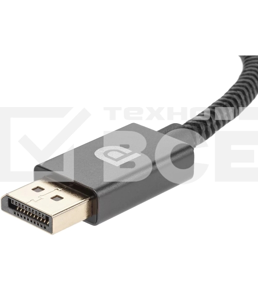 Кабель-переходник DP --> HDMI-F 0.2m , серый металлик, оплетка, 4K@60Hz, Telecom (TA560)