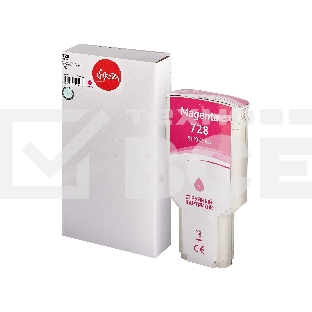 Струйный картридж Sakura F9K16A (№728 Magenta) для HP, пурпурный, 300 мл.