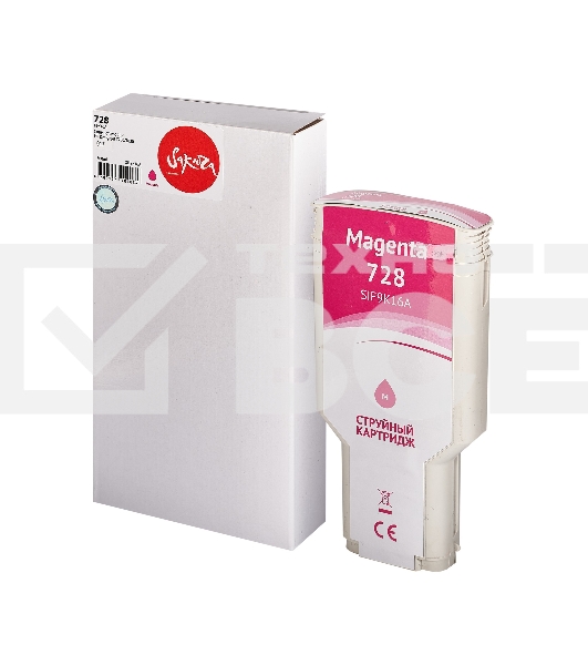 Струйный картридж Sakura F9K16A (№728 Magenta) для HP, пурпурный, 300 мл.
