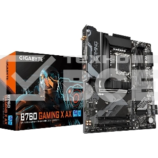 Материнская плата Gigabyte B760 GAMING X AX, LGA 1700, Intel B760, 4xDDR5, 4xSATA, 3xM.2, 1xPCI-E 4.0 x16, 2xPCI-E 3.0 x1, 1xHDMI, 1xDP, 1x 2.5Gb LAN, 1xUSB 3.2 Gen 2, 1xUSB 3.2 Gen 1, 5xUSB-A 2.0, 6x3.5 мм, 7.1, ATX