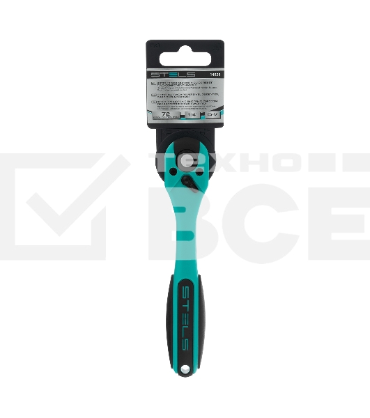 Ключ-трещотка Stels 1/4, 72 зуба, с быстрым сбросом, CrV, 2-х ком. рукоятка