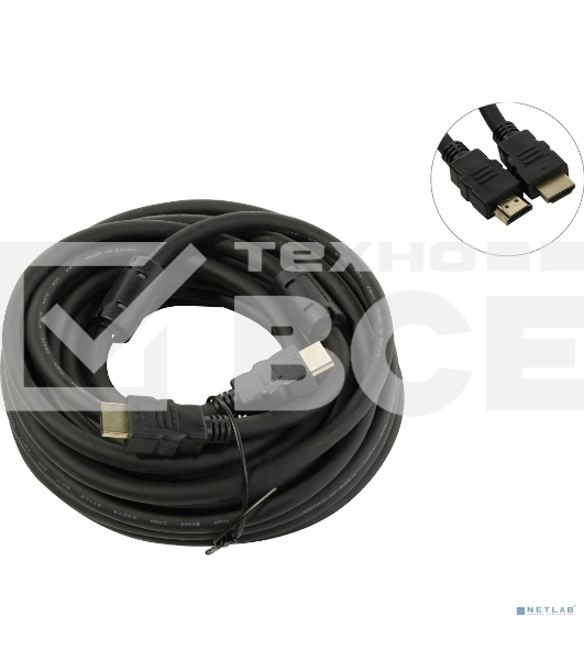 Кабель HDMI Exegate EX287726RUS EX-CC-HDMI2-10.0F (19M/19M, v2.0, 10м, 4K UHD, Ethernet, ферритовые кольца, позолоченные контакты)