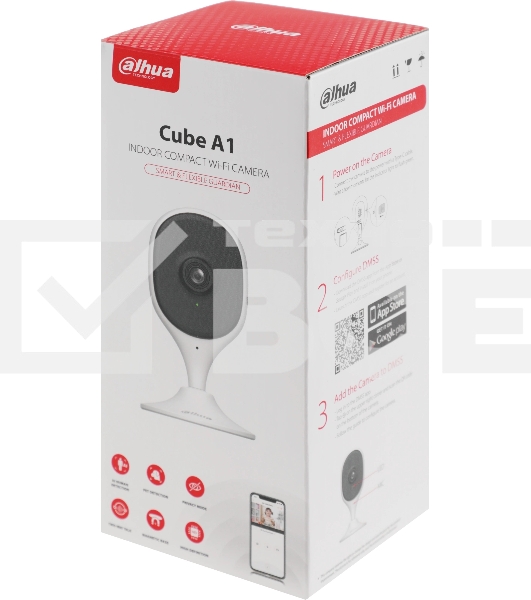 Компактная IP-видеокамера DAHUA DH-IPC-C5AP-0280B с Wi-Fi 2.4ГГц 5Мп, 1/3.2” CMOS, объектив 2.8мм, обнаружение людей, ИК 10м, микрофон, динамик