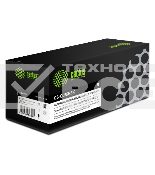 Картридж лазерный Cactus CS-C055HBK черный (7600стр.) для Canon LBP663Cdw/LBP664Cx/MF746Cx/MF742Cdw/MF744Cdw