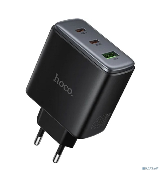 Зарядное устройство Hoco 65Вт, 3.25А, QC3.0/PD, 1xUSB, 2xType-C, C160A, черный, коробка