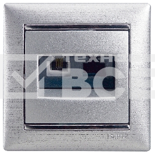 Valena Розетка двойная RJ45 кат.6е UTP + RJ11, алюм. Valena Розетка двойная RJ45 кат.6е UTP + RJ11, алюм.