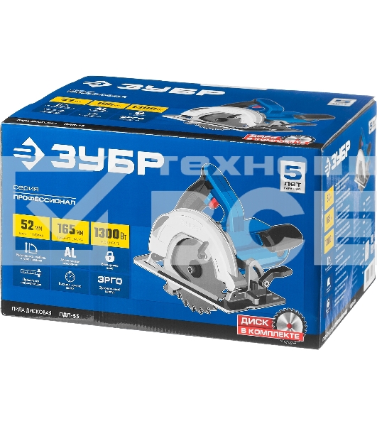 Циркулярная пила (дисковая) Зубр ПДП-55 1300Вт (ручная)