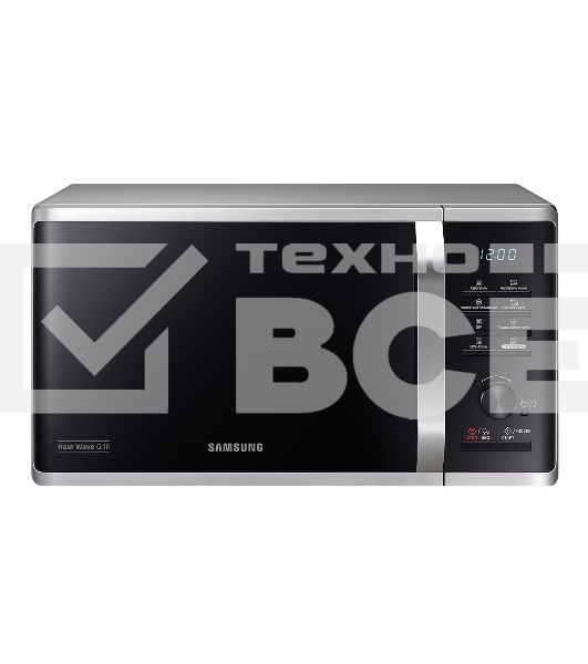 Микроволновая печь Samsung MG-23K3575AS черный /серебристый, 23 л, 800 Вт, переключатели - кнопки/поворотный механизм