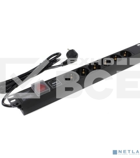 Блок розеток горизонтальный ExeGate ServerPro PDU-19H608 Al-6S-EU2-SW-SPD1, 19
