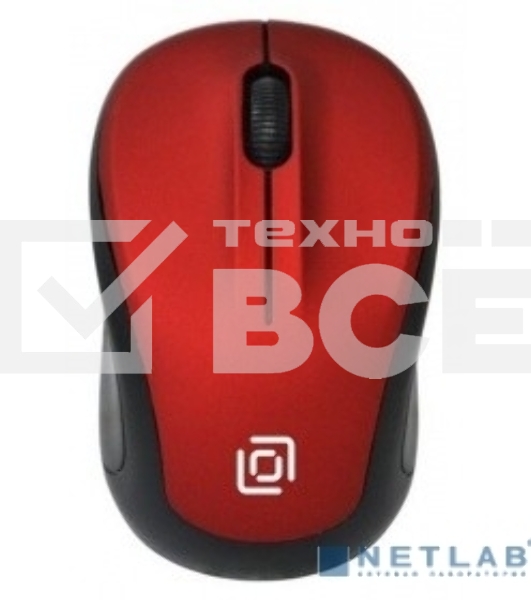 Мышь беспроводная Oklick 665MW черный/красный, 1000 dpi, радиоканал, USB, кнопки - 3