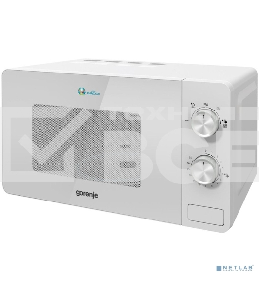 Микроволновая печь Gorenje MO20E1W2 белый, 20 л, 800 Вт, переключатели - поворотный механизм