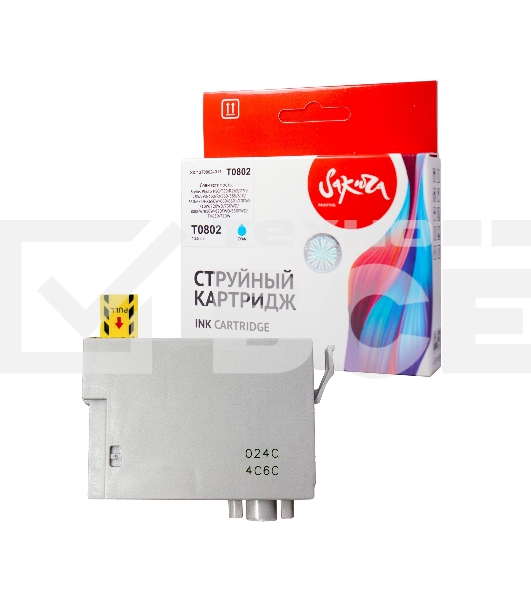 Картридж струйный Sakura C13T08024011 (T0802) для Epson, голубой, 7,4 мл.