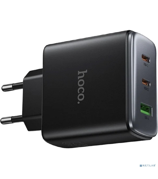 Зарядное устройство Hoco 65Вт, 3.25А, QC3.0/PD, 1xUSB, 2xType-C, C160A, черный, коробка