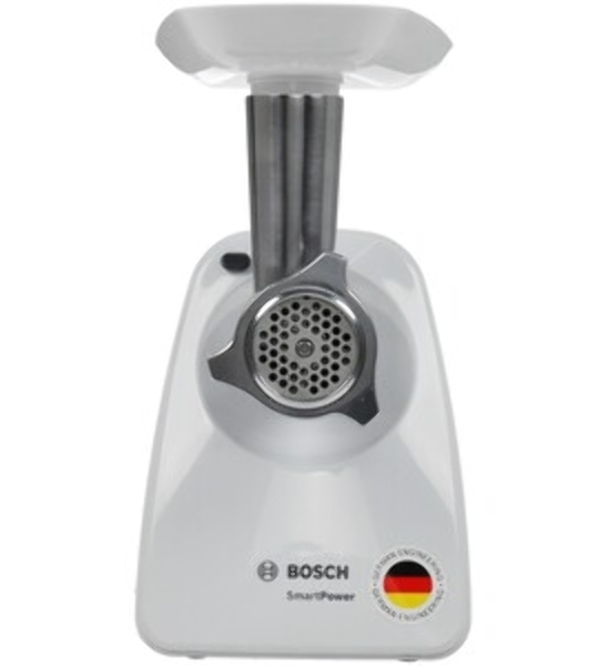 Мясорубка электрическая Bosch MFW2510W белый, 1500 Вт, 1.7 кг/мин, защита от перегрузки, насадки - 3