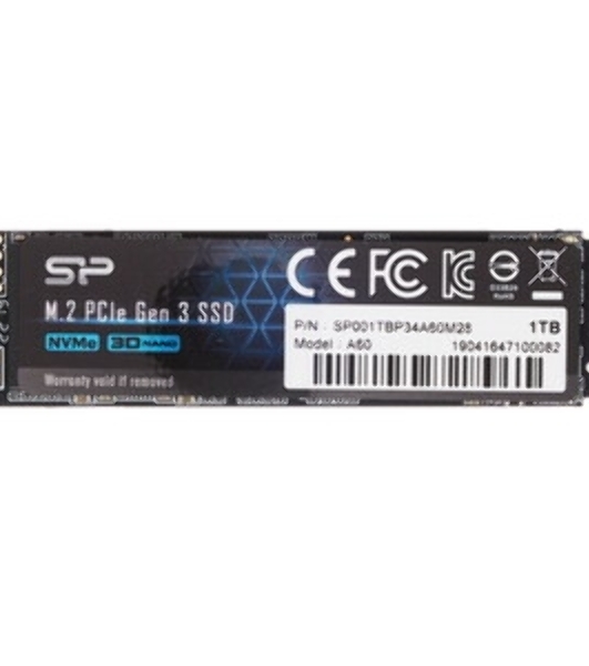 Накопитель SSD Silicon Power P34A60, 1Tb, PCIe 3.0 x4, M.2 2280, NVMe, R/W 2200/1600