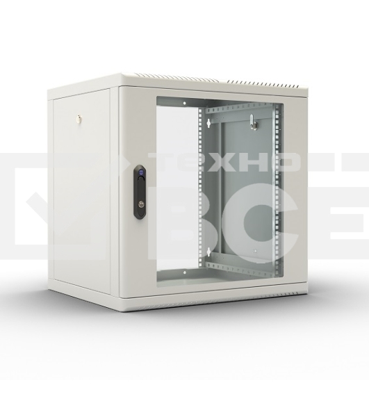 Шкаф настенный ЦМО ШРН-М-9.650 9U 600x650мм пер.дв.стекл съемные бок.пан. 50кг серый