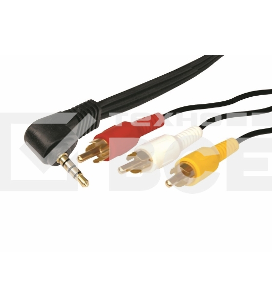 Шнур Стерео 3,5 мм 4C - 3 RCA, длина 1,5 мeтра (GOLD) Rexant