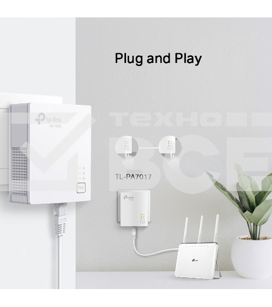 Сетевой адаптер TP-Link AV1000 Gigabit Powerline Starter KitSPEED: 1000 Mbps PowerlineSPEC: Broadcom CPU, HomePlug AV2, 1+1 Gigabit PortFEATURE: Plug and Play, tpPLC Utility, Pair for More SecurityKIT: 2× TL-PA7017'
