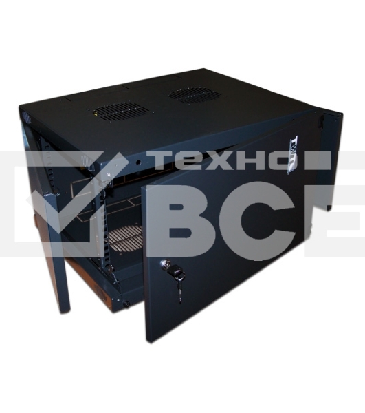 Шкаф настенный Lanmaster Next TWT-CBWNM-6U-6X6-BK 6U 550x600мм пер.дв.металл съемные бок.пан. 60кг черный