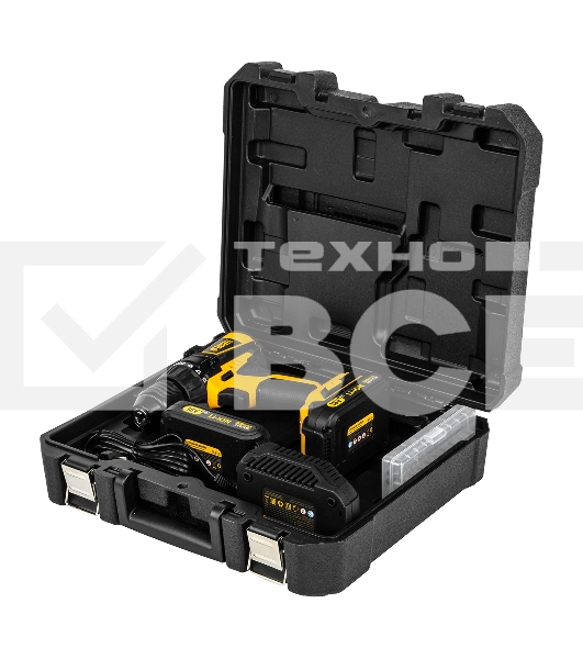 Дрель-шуруповерт аккумуляторная Denzel BLDL-IB-18-02, 18В, 2 АКБ, Кейс