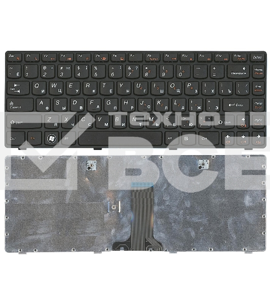 Клавиатура для ноутбука Lenovo G480 черная с черной рамкой