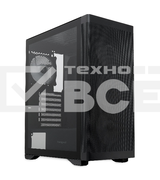 Компьютерный корпус HSPD M520, Mesh Mid Tower, черный, slide TG, 0.45 SPCC, 4x120мм ARGb ATX, mATX, mITX 160/330/184мм 2x2.5