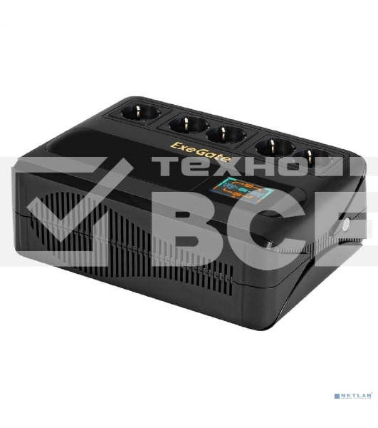 Источник бесперебойного питания ExeGate NEO Smart BU-600.LCD.AVR.5SH <600VA/360W, цветной LCD-дисплей, AVR, 5*Schuko, Black>