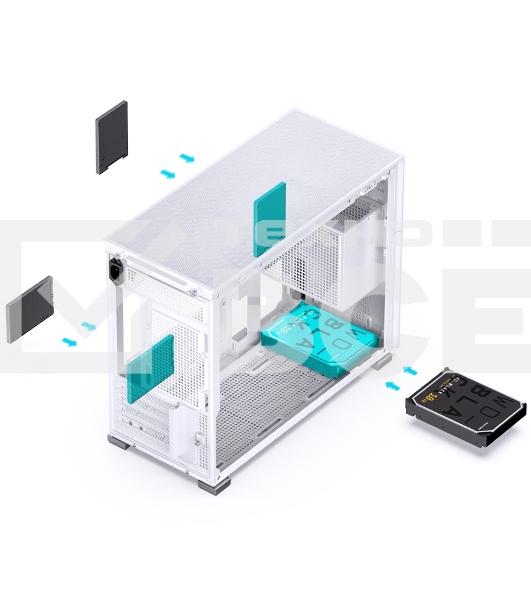 Корпус без блока питания Case JONSBO D31 MESH, Mini-Tower, TG, no fan, 1xUSB-A 3.2 + 1xUSB-C 3.2, mATX, mDTX, mITX White