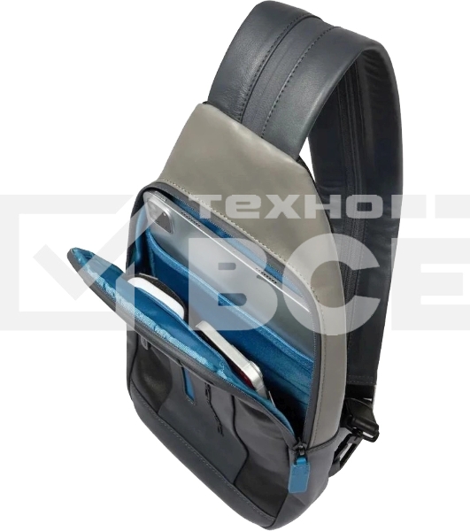 Рюкзак слинг мужской Piquadro Urban CA6540UB00/NGR, кожа, черный/серый