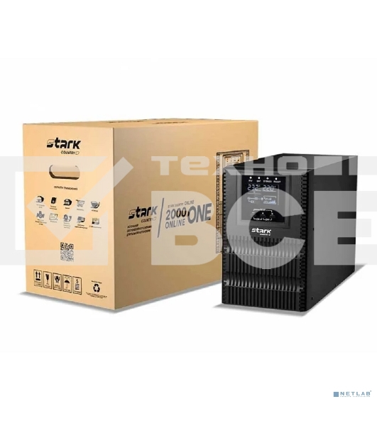 Источник бесперебойного питания STARK SC 2000 ONLINE ONE ИБП 2000 ВА/2000 Вт Online, Напольный, 110-300В, 3 х ЕВРО, Smart-slot, USB, RS232, EPO, БЕЗ АКБ - внешние батареи 6 шт от 4,5Ач до 240 Ач