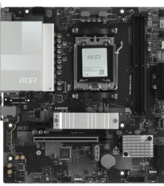 Материнская плата MSI PRO B850M-B GEN4, AM5, AMD B850, 2xDDR5 (до 128 ГБ), 4xSATA, 2xM.2 (1xPCIe 5.0, 1xPCIe 4.0), 1xPCIe 4.0 x16, 1xPCIe x1, 1xHDMI, 1xDP, 1x2.5Gb LAN, 1xUSB-C 5Gbps, 3xUSB-A 5Gbps, 2xUSB-A 2.0, 3x3.5 мм, 7.1, чёрный/серебристый, mATX