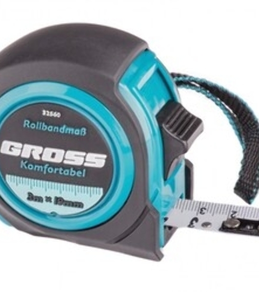 Рулетка Gross Komfortabel, 3 м х 19 мм, обрезиненный корпус