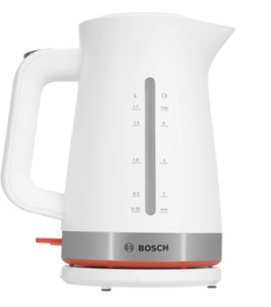 Электрочайник Bosch TWK4M221 белый, 1.7 л, 2400 Вт, скрытый нагревательный элемент