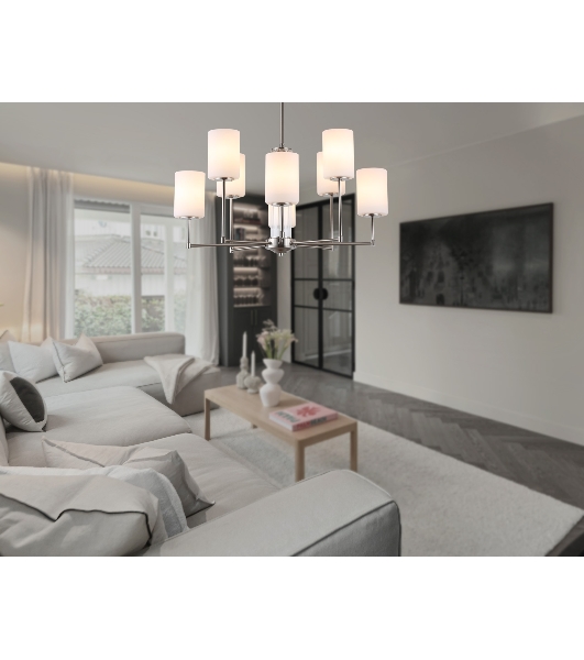 Люстра Ambrella light LH56213/8 SN/FR никель/белый матовый E27/8 max 60W D700*600