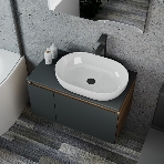Комплект для ванной, 4 предмета (Тумба подвесная Bau Blackwood 80 графит + Раковина BAU 59х40 + Смеситель высокий Hotel Black, черный, выпуск черный), фото14