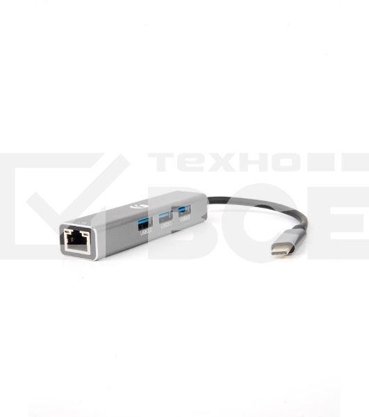 Кабель-концентратор USB 3.1 Type-Cm --> RJ-45+3port USB3.0(f) Aluminum Shell VCOM <DH311A>