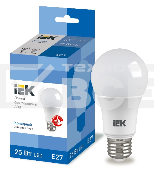 Лампа LED A80 шар 25Вт 230В 6500К E27 Iek LLE-A80-25-230-65-E27