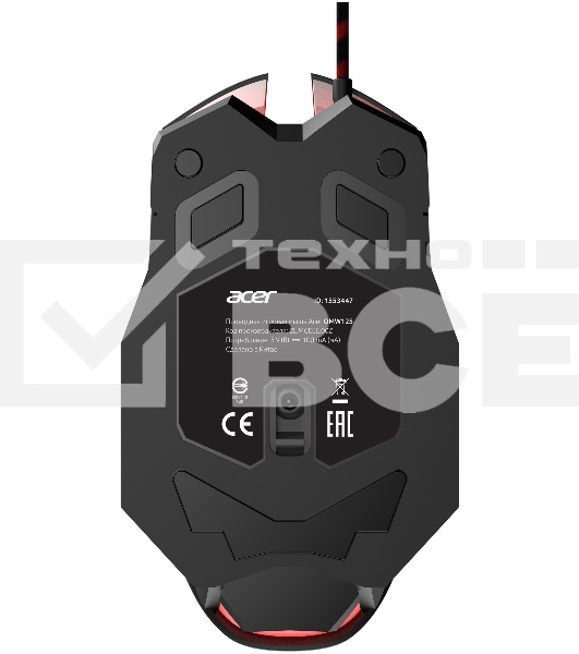 Мышь проводная Acer OMW125 черный оптическая (3200dpi) USB (6but)