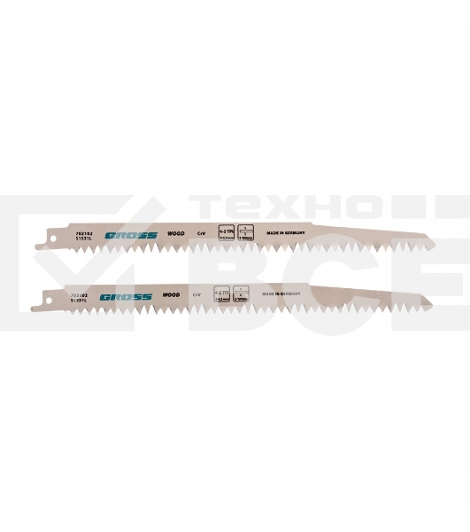 Полотна по дереву для сабельной пилы 4052 - S1531L, 210 x 5-6,5 мм, фигур. рез, 2 шт Gross