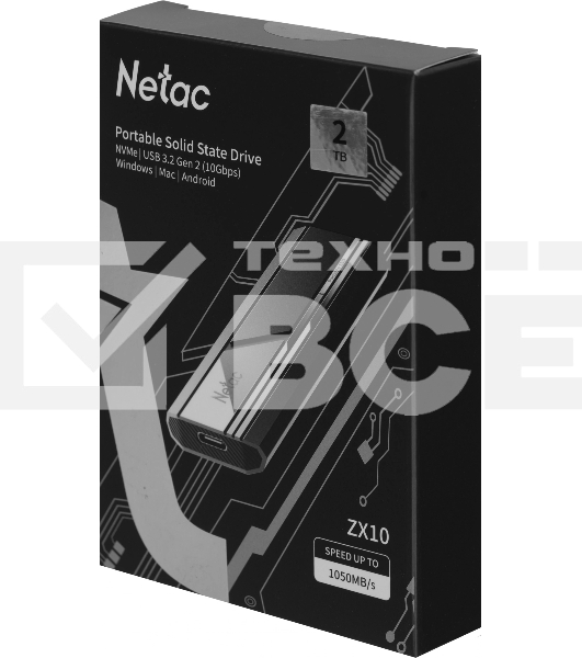 Накопитель SSD Netac USB-C 2Tb NT01ZX10-002T-32BK ZX10 2.5