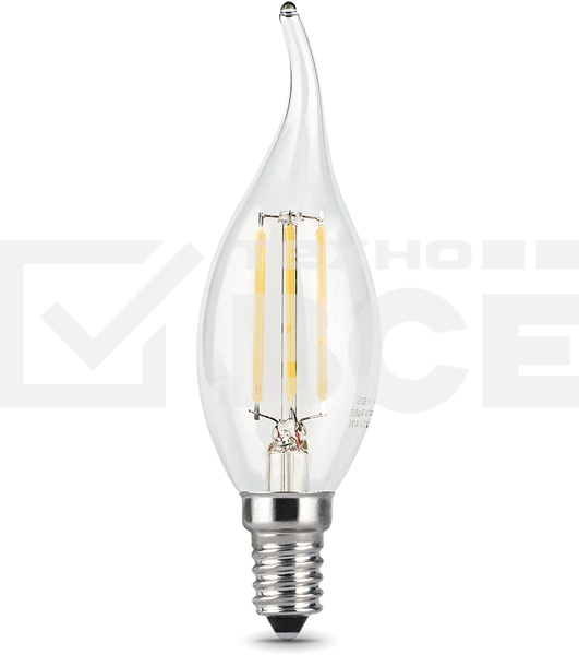 Лампа филам. Gauss Filament 5Вт цок.:E14 свеча 220B св.свеч.бел.нейт. (упак.:10шт) (104801205-D)