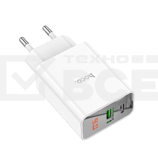 Блок питания (сетевой адаптер) HOCO C100A 1xUSB (18 Вт), 1xType (20 Вт), белый