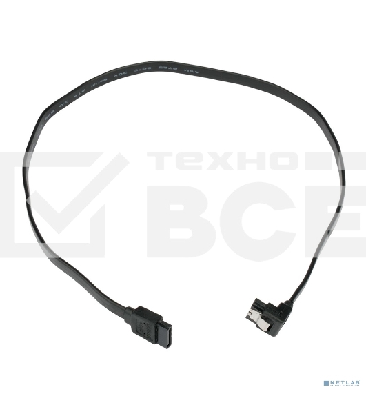 Кабель интерфейсный SATA Cablexpert CC-SATAM-DATA90-BL-50CM, Sata3 7pin/7pin, мет.защелка, угловой разъем, 50 см, черный, пакет