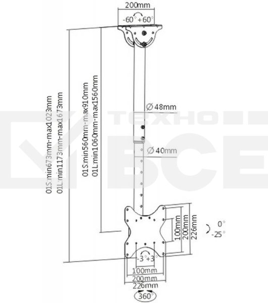 Кронштейн для телевизора Arm Media LCD-1600 черный 15