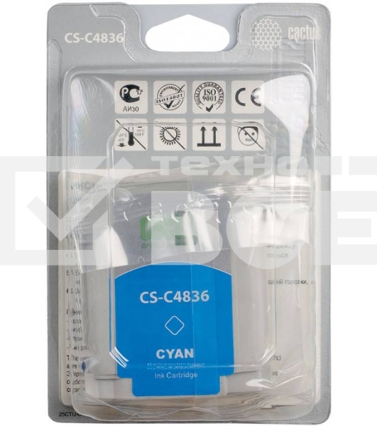 Картридж струйный Cactus CS-C4836 голубой (29 ml) для №11 HP 2000/2500/1000/1100/1200