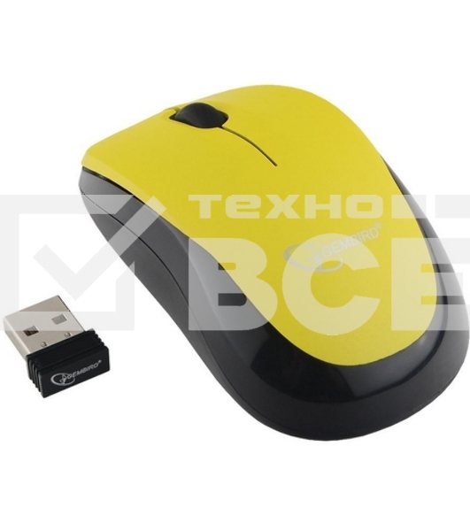 Мышь беспроводная Gembird MUSW-360-LM желтый, 1000 dpi, радиоканал, USB, кнопки - 3