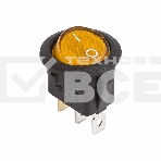 Выключатель клавишный круглый 12V 20А (3с) ON-OFF желтый  с подсветкой  Rexant, фото 1