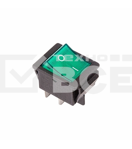 Выключатель клавишный 250V 16А (4с) ON-OFF зеленый с подсветкой (RWB-502, SC-767, IRS-201-1) Rexant (в упак. 1шт.)