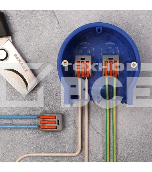Соединительная клемма многоразовая, 3-х проводная, серая (0,08-4 мм²), (5шт.) Rexant