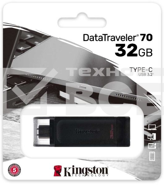 Флеш диск Kingston 64Gb DataTraveler DT70 <DT70/64GB>, USB-C 3.2 Gen 1